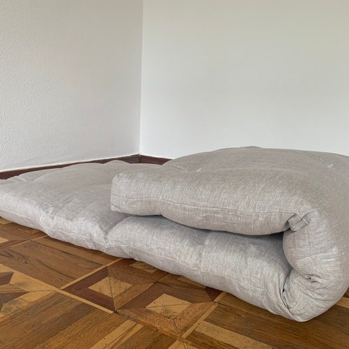 Hemp mat shops 3” thick organic mat with hemp fiber filler inside in natural non-dyed linen fabric Custom Size available