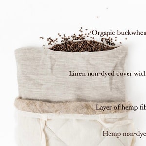 Unique Breathable Hemp Buckwheat Hulls Pillow Hemp Undyed Fabric organic high quality Buckwheat Hulls Bed Pillow Eco friendly for sleep image 2