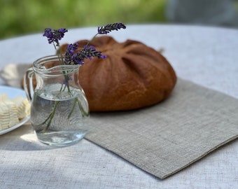 Bolsa de pan en tela de lino natural no teñida - bolsa de almacenamiento / Placemats orgánicos/ porción de pan y cesta de almacenamiento / Mantel orgánico