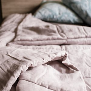 Bio HANF + FLACHS Decke ""ashen pink"" Quilt - Leinen Bio Stofffüllung Bio Hanffaser - Full Queen King andere Größen Sonderanfertigungen."