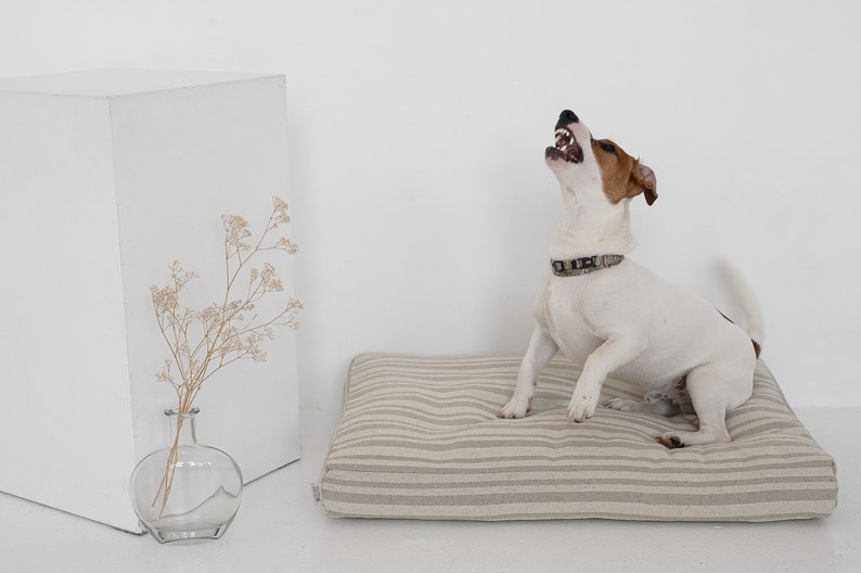 Natural Hemp Linen Pet Mat Pad Cushion Removable Washable Linen Cover Organic Hemp Fiber Filler in Natural Linen Fabric Padded Dog image 8