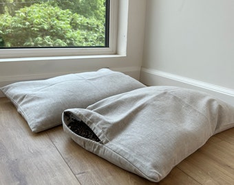 Almohada de lino con cáscaras de trigo sarraceno, tela de lino sin teñir, almohada de cama de cáscaras de trigo sarraceno orgánicas de alta calidad, almohada ecológica para dormir