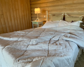 White thick natural HEMP Linen comforter blanket duvet  insert  Hemp filler in natural linen  fabric Full Twin Queen King size