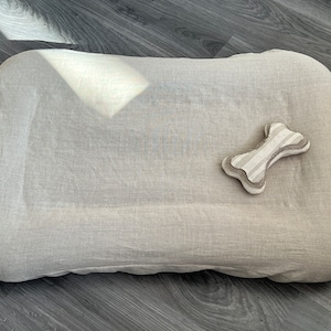 Hemp Linen Pet Bed Mat Pad Cushion Removable Washable Linen Cover Organic Hemp Fiber Filler Natural Linen Fabric Padded for Dog