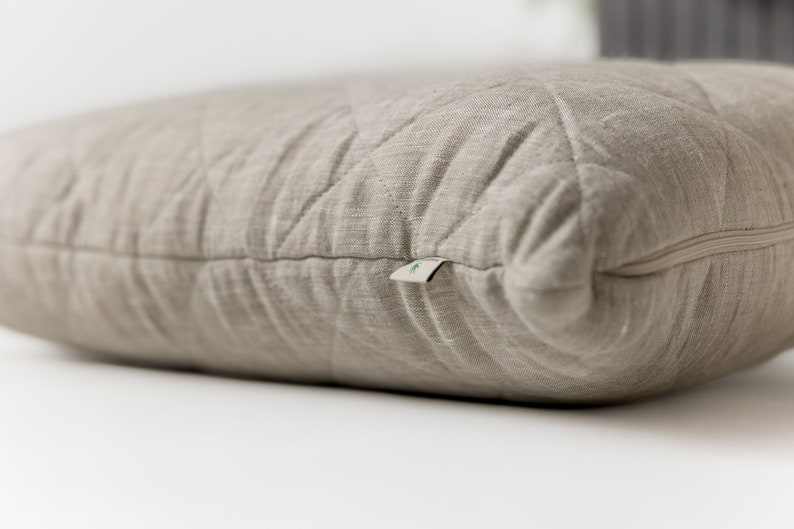 Gift for her / him Hemp Linen Organic Pillow filled HEMP FIBER in linen fabric with regulation height Hemp pillow Eco-friendly Bed Pillow image 3
