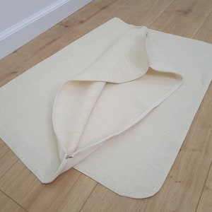 Zabuton cover Linen natural cover with zipper, unfulfilled linen case without stitches