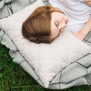 Hemp Linen pillow cover quilted by HEMP Organic fiber in natural non-dyed linen fabric Hemp cover for pillow Eco pillow image 8