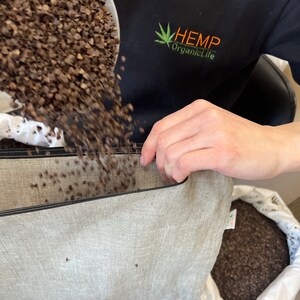 Mustard Linen Floor cushion with Buckwheat hulls 23"x35"/ Meditation cushion for Yoga studio/ zabuton Organic Massage Natural Pillow seat image 9