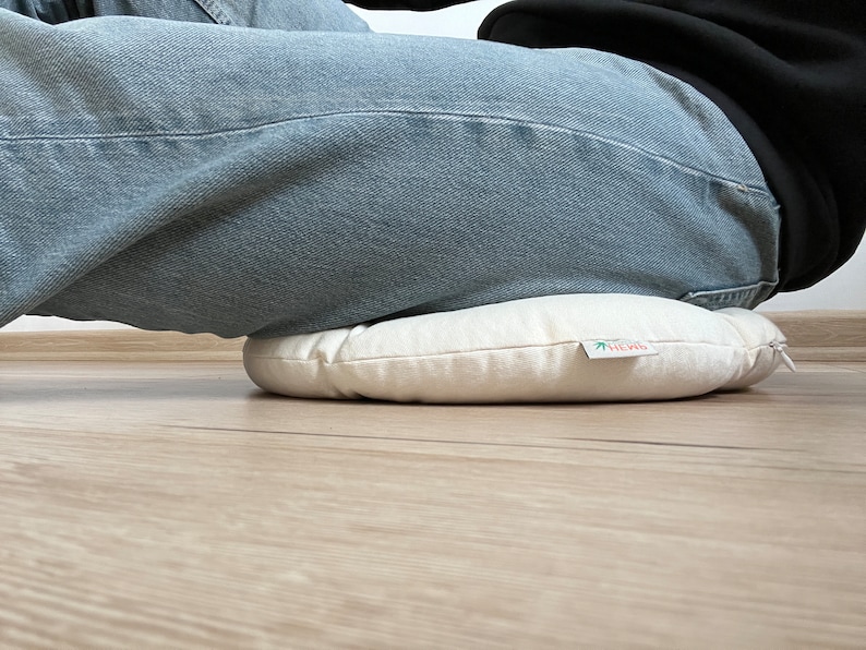 Cotton floor cushion filled organic Buckwheat hulls /Organic Meditation cushion/buckwheat shells pillow seat image 7