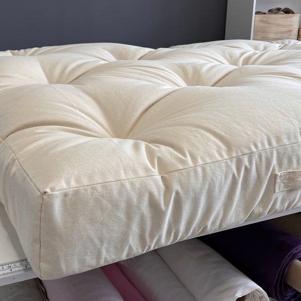 HEMP shikibuton  6” thick mat  Shiki futon filled organic hemp fiber filler in natural non-dyed Cotton fabric Custom Size Hand made