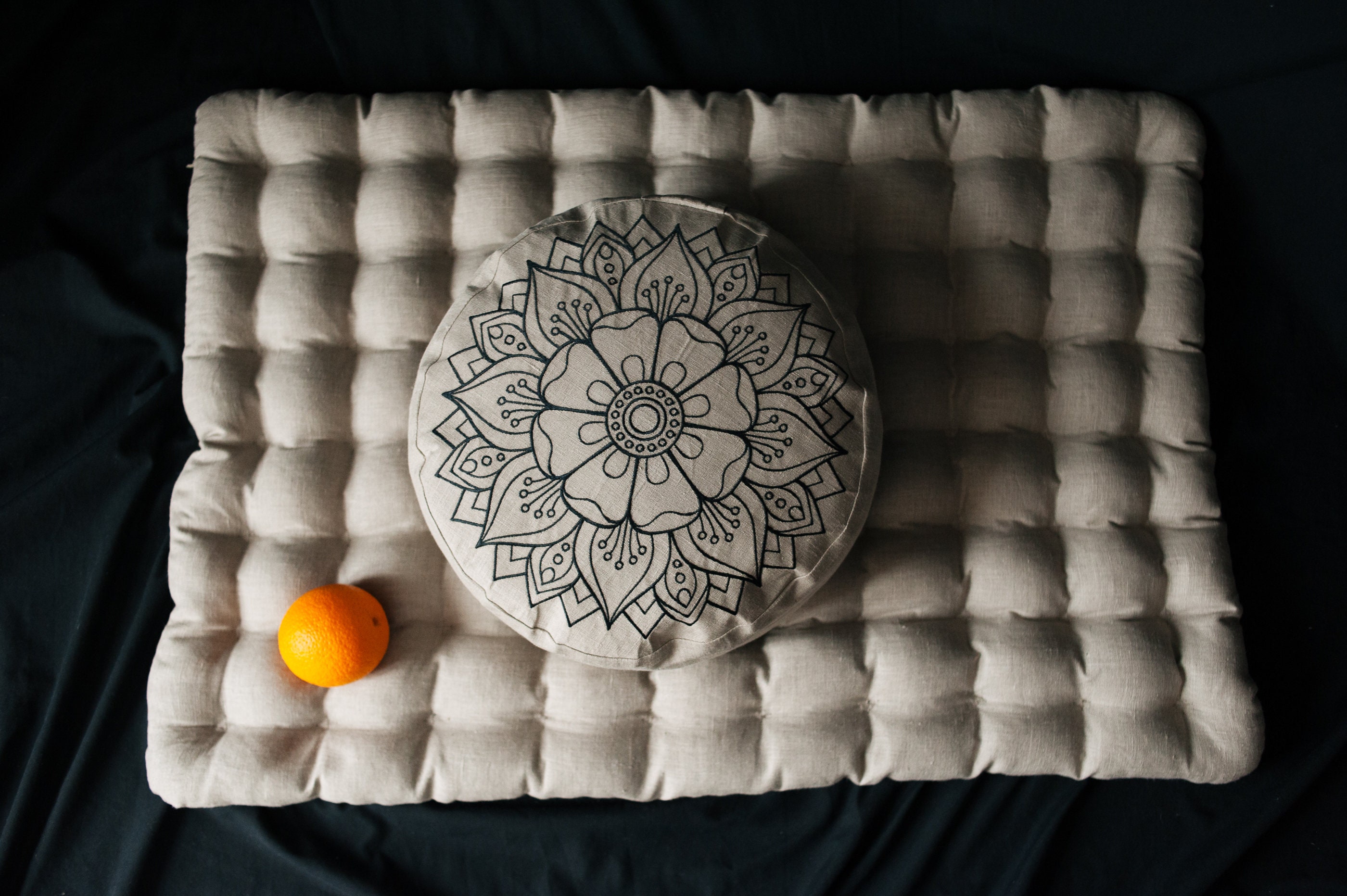 Zafu Yoga Meditation Pillow with USA Buckwheat Hull Fill, Certified Cotton