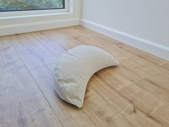 Hemp meditation Cresсent cushion filled with buckwheat hulls