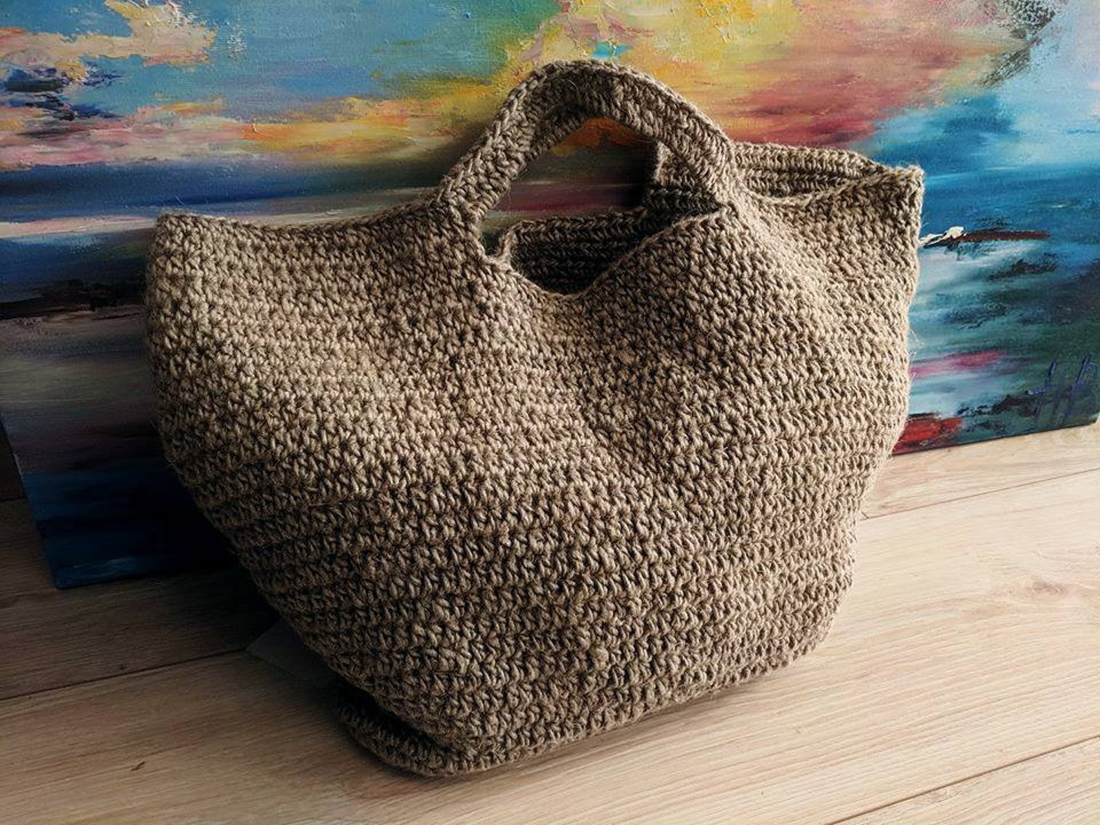 100 Flax Bag/ Kniting Handbag Unique Stylish Messenger Etsy