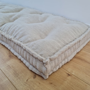 Hemp Custom madeWindow Mudroom Floor bench cushion filled organic hemp fiber in natural non-dyed linen fabric unique all natural pillow
