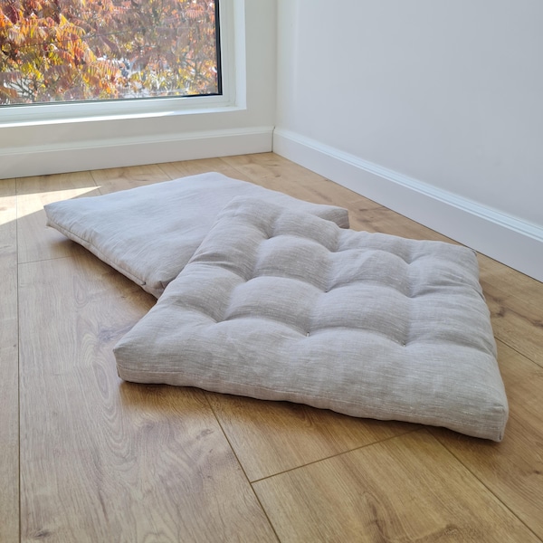 Hemp Natural Sauna Cushions organic Sauna mats seating pads filled organic Hemp fiber filling in natural non-dyed linen fabric