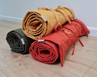 Hemp Yoga mat / Natural organic yoga mat rug/ hemp fiber in linen fabric / for Yoga studio pilates/Meditation / hand made/ Eco friendly