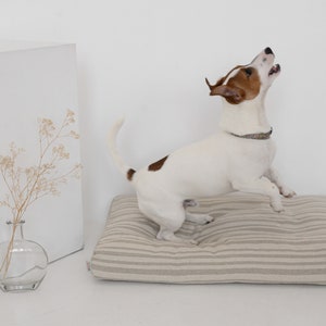 Natural Hemp Linen Pet Mat Pad Cushion Removable Washable Linen Cover Organic Hemp Fiber Filler in Natural Linen Fabric Padded Dog image 5