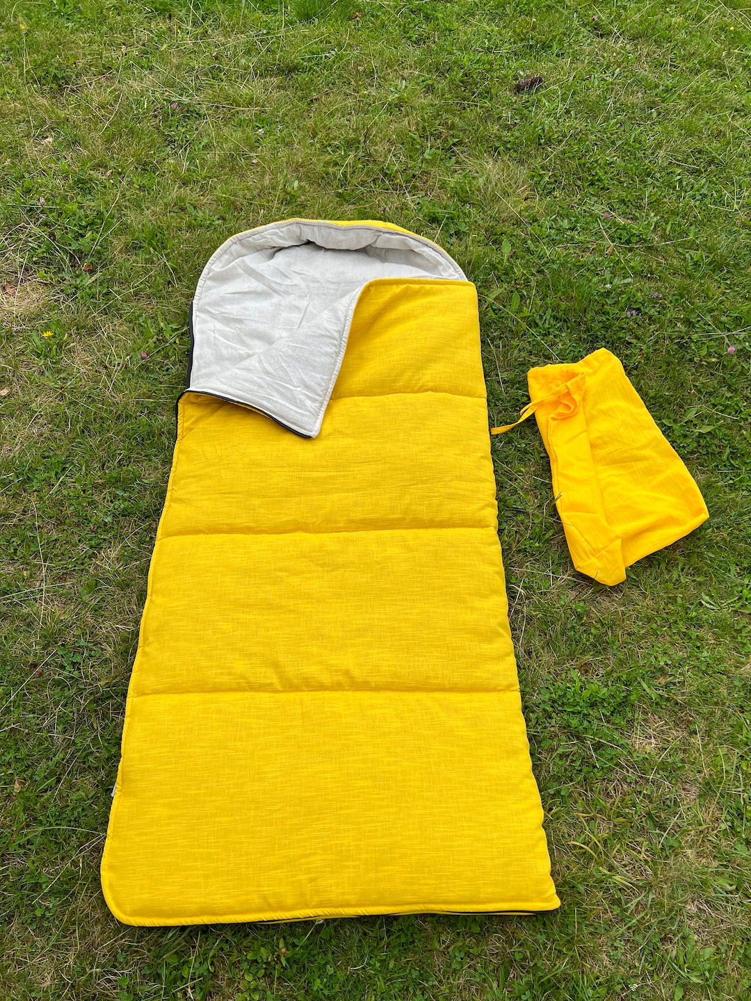 Kids HEMP Linen Sleeping Bag With Hood School Yellow Nap Mat Etsy