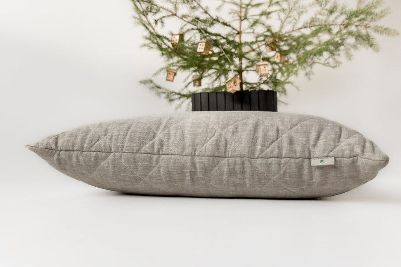 Gift for her / him Hemp Linen Organic Pillow filled HEMP FIBER in linen fabric with regulation height Hemp pillow Eco-friendly Bed Pillow linen non-dyed grey