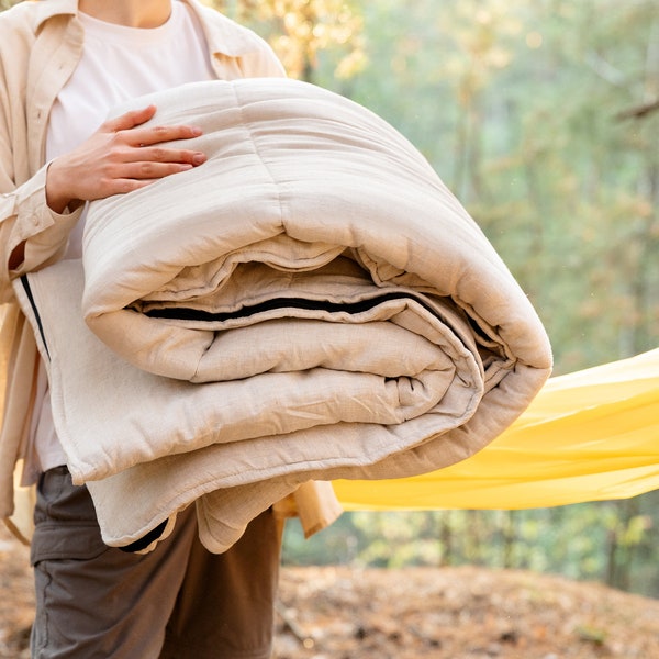 Dicker HANF-Schlafsack, mit Hanfstoff gefüllt, Bio-Hanffaserfüllung – Hanf-Schlafsack/Decke, handgefertigt
