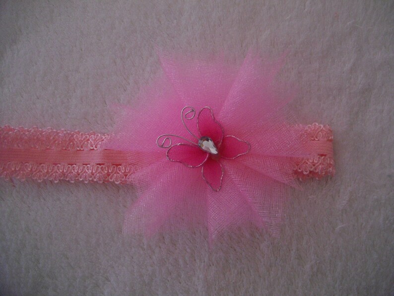 headband wedding ceremony tulle organza Butterfly headband lace headband headband headband pink headband. Kids baby girl headband