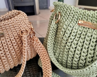 Crochet bag, handmade bag, designer bag, fashion bag, trendy bag, bag for her, beige bag, sage green bag