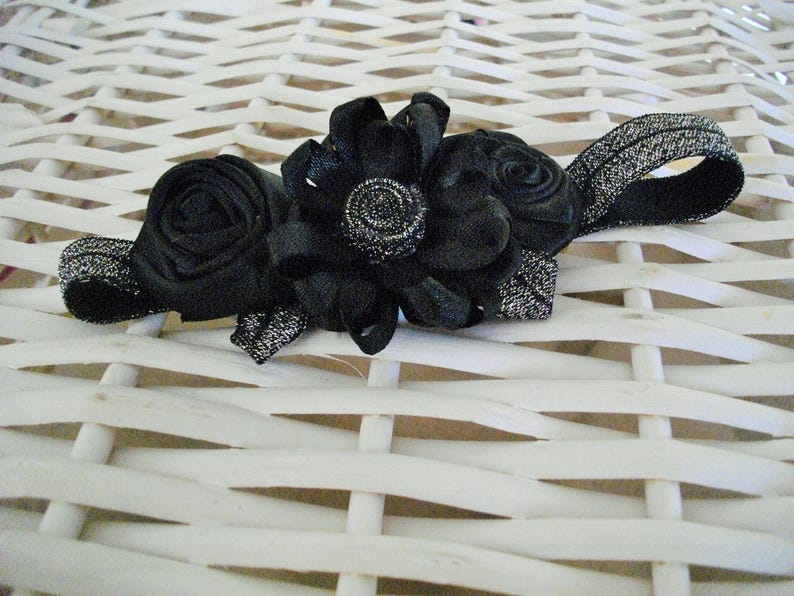 Kids Baby Girl Headband Satin Black Hair Baby Baptism Wedding Etsy
