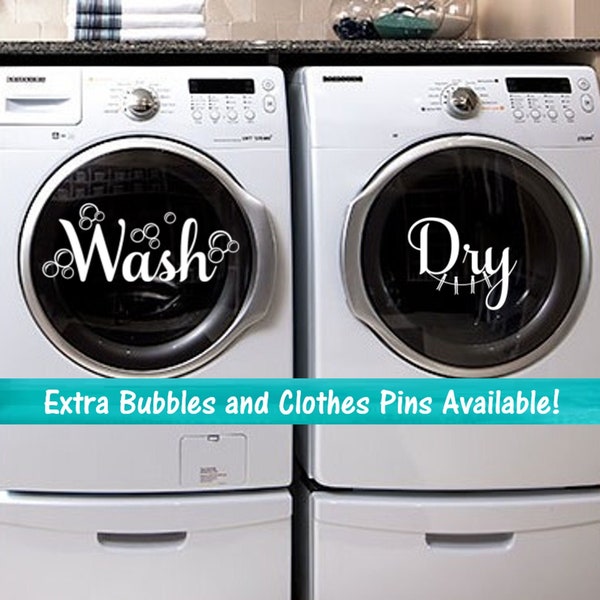 Washer and Dryer vinyl decals, Laundry room stickers, Rustic farmhouse decorations, Washer Dryer Words, Washer Dry Sticker
