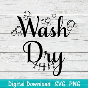 Wasmachine droger SVG PNG digitale bestanden, wasmachine droger svg, zeepbellen gesneden bestand voor Cricut Silhouette svg, wasruimte inrichting