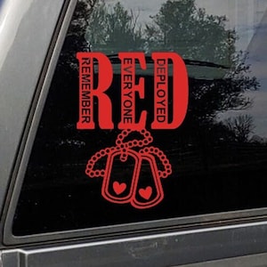 Calcomanía para auto "Viernes Rojo" con el mensaje "Recuerde a todos los que están desplegados", apoyo militar imagen 1
