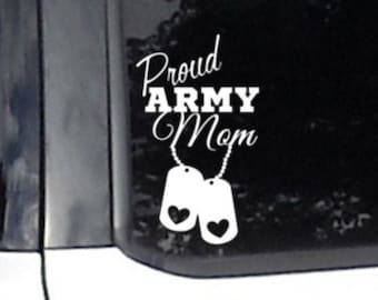 Proud Army Mom Decal, Army Family Window Sticker, Army Dad Vinyl Decal, Proud Military Parents, Dog tags car window sticker, laptop decal