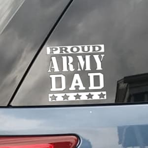 Proud Army Dad vinyl car window decal, Proud Army Mom bumper sticker, Custom military cling, armed forces family, star logo design