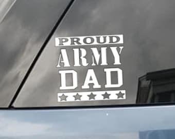 Calcomanía de vinilo para coche "Orgulloso papá del ejército", pegatina para parachoques de familia militar