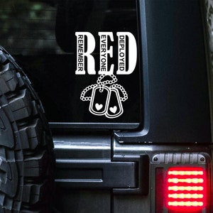 Calcomanía para auto "Viernes Rojo" con el mensaje "Recuerde a todos los que están desplegados", apoyo militar imagen 2