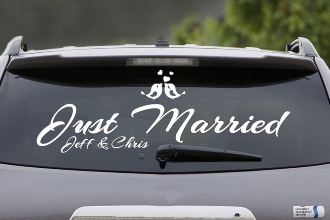 Just Married Car Window Decal Wedding Car Kit Just Married Decal Just