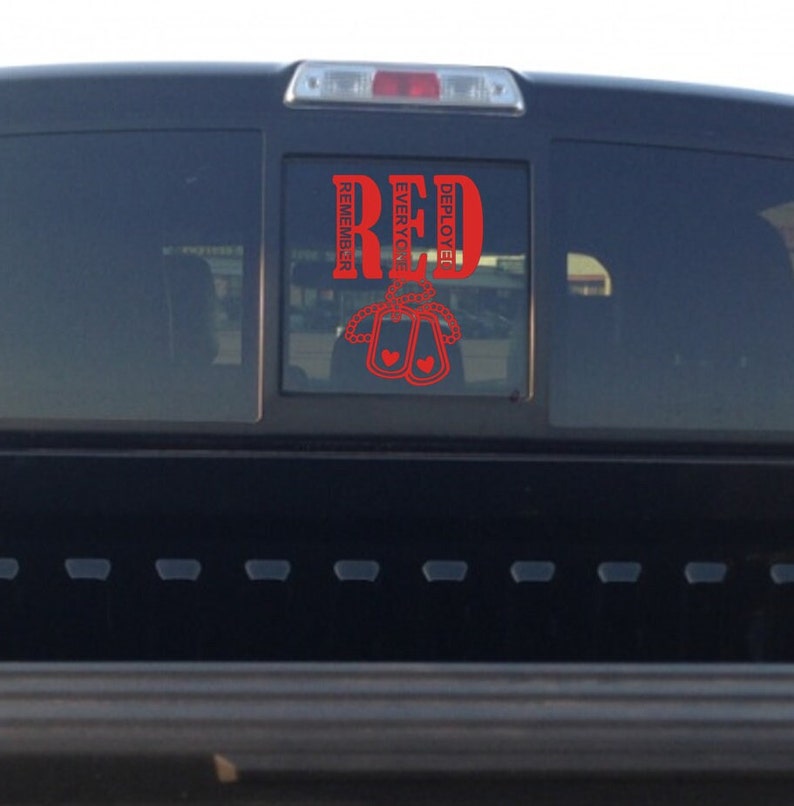 Calcomanía para auto "Viernes Rojo" con el mensaje "Recuerde a todos los que están desplegados", apoyo militar imagen 4