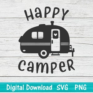 Happy Camper camping shirt design SVG instant digital download, Camping cut files, Camper t-shirt design, PNG file