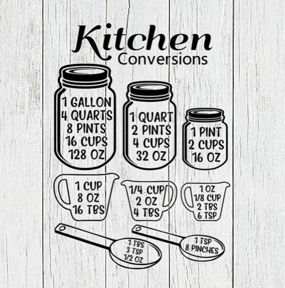 Download Kitchen Conversion Chart Svg Kitchen Measurement Svg Cricut Etsy