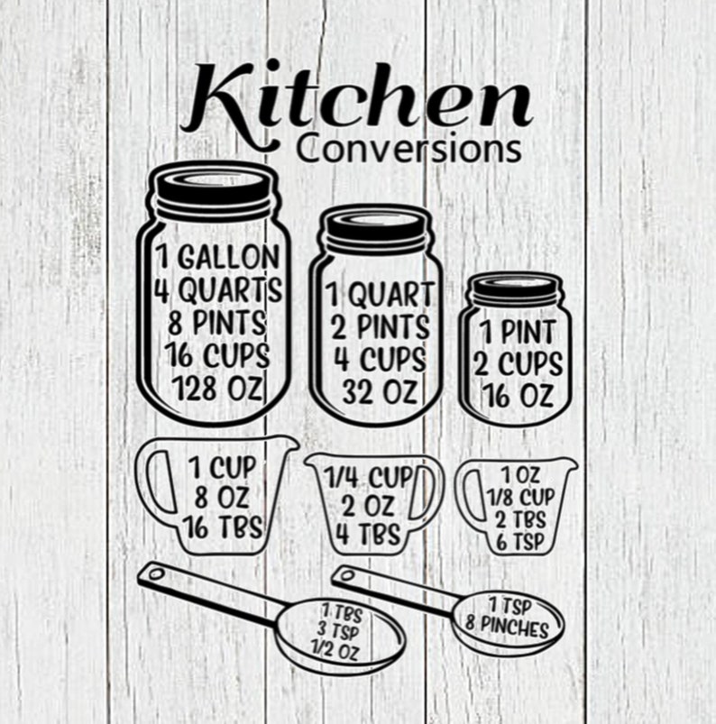 Download Kitchen Conversion Chart SVG Kitchen measurement SVG Cricut | Etsy