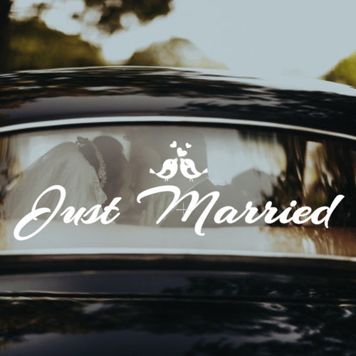 Just Married Wedding Car Window Decal Custom Wedding Car Etsy