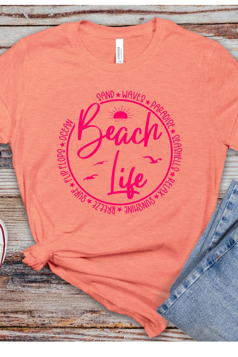 Beach Life SVG PNG instant digital download, beach shirt design, cut file for Cricut, Silhouette svg file, vacation shirt design image 2