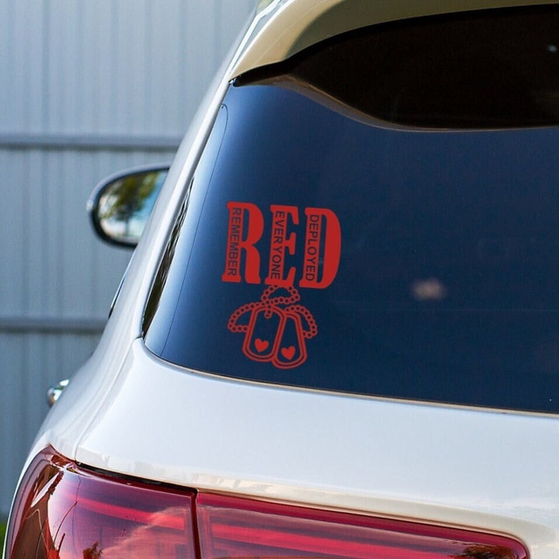 Calcomanía para auto "Viernes Rojo" con el mensaje "Recuerde a todos los que están desplegados", apoyo militar imagen 5