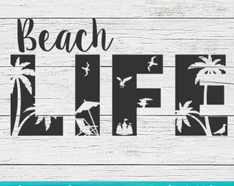 Beach Life SVG PNG instant digital download, cut file for Cricut and Silhouette, Summer t-shirt tumbler decal design, summer clipart