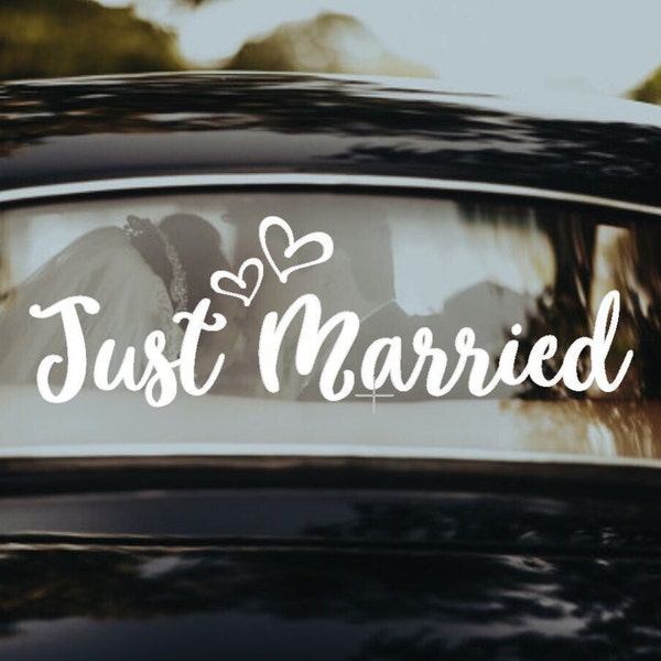 Just Married Wedding Car window removable personalized vinyl decal, Rustic Car Wedding Sign, Wedding Car Window Sticker, Wedding decoration