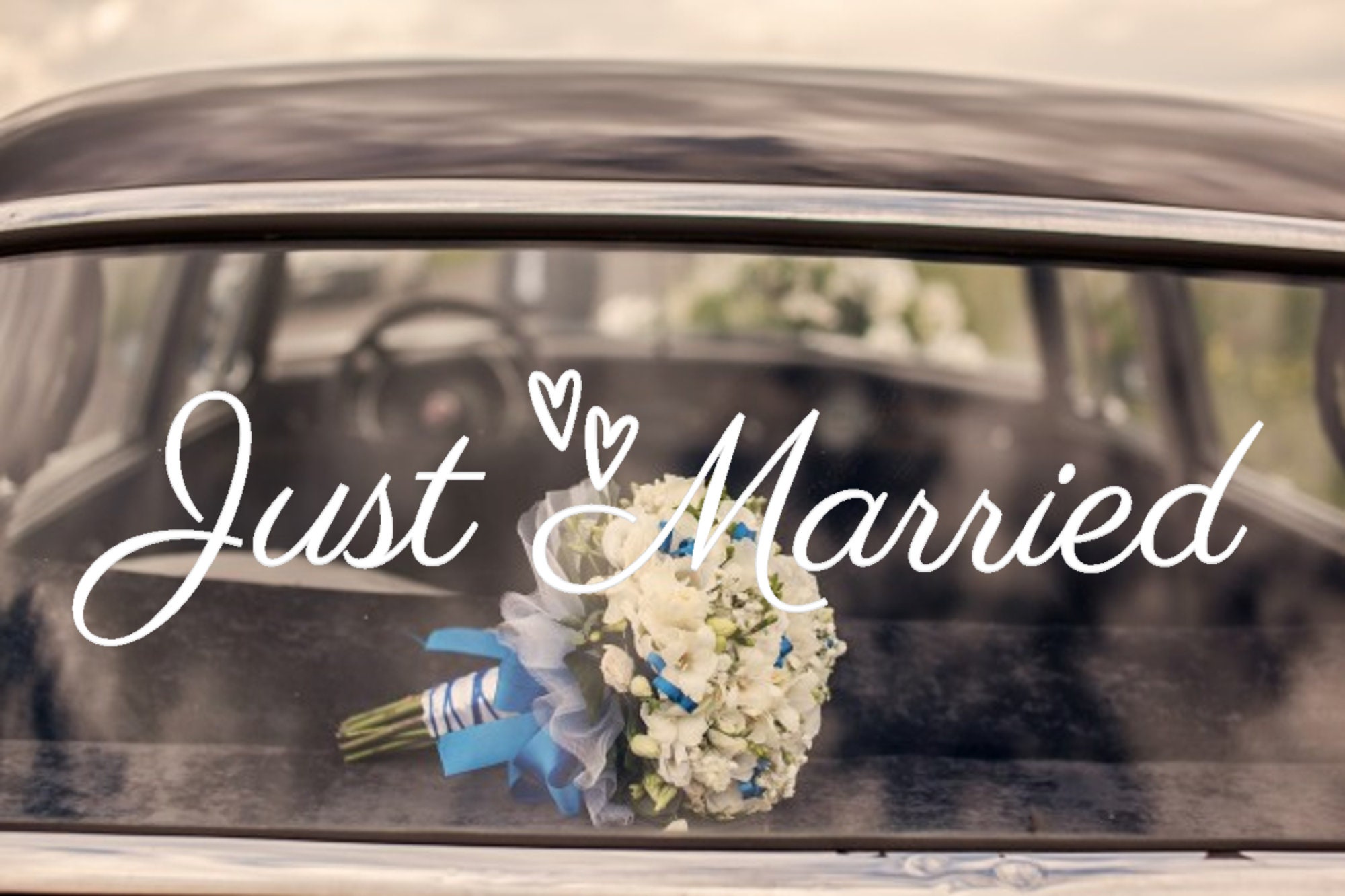 Just Married Car Window Removable Personalized Vinyl Decal - Etsy België