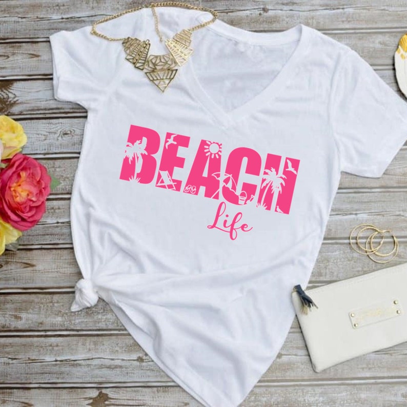 Beach Life SVG PNG instant digital download, cut file for Cricut and Silhouette, Summer t-shirt tumbler decal design stencil canvas image 2