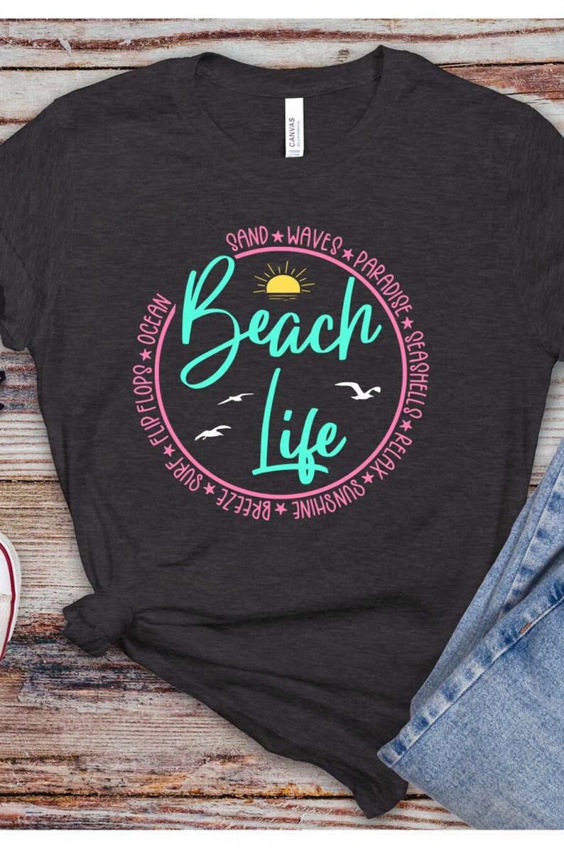 Beach Life SVG PNG instant digital download, beach shirt design, cut file for Cricut, Silhouette svg file, vacation shirt design image 3