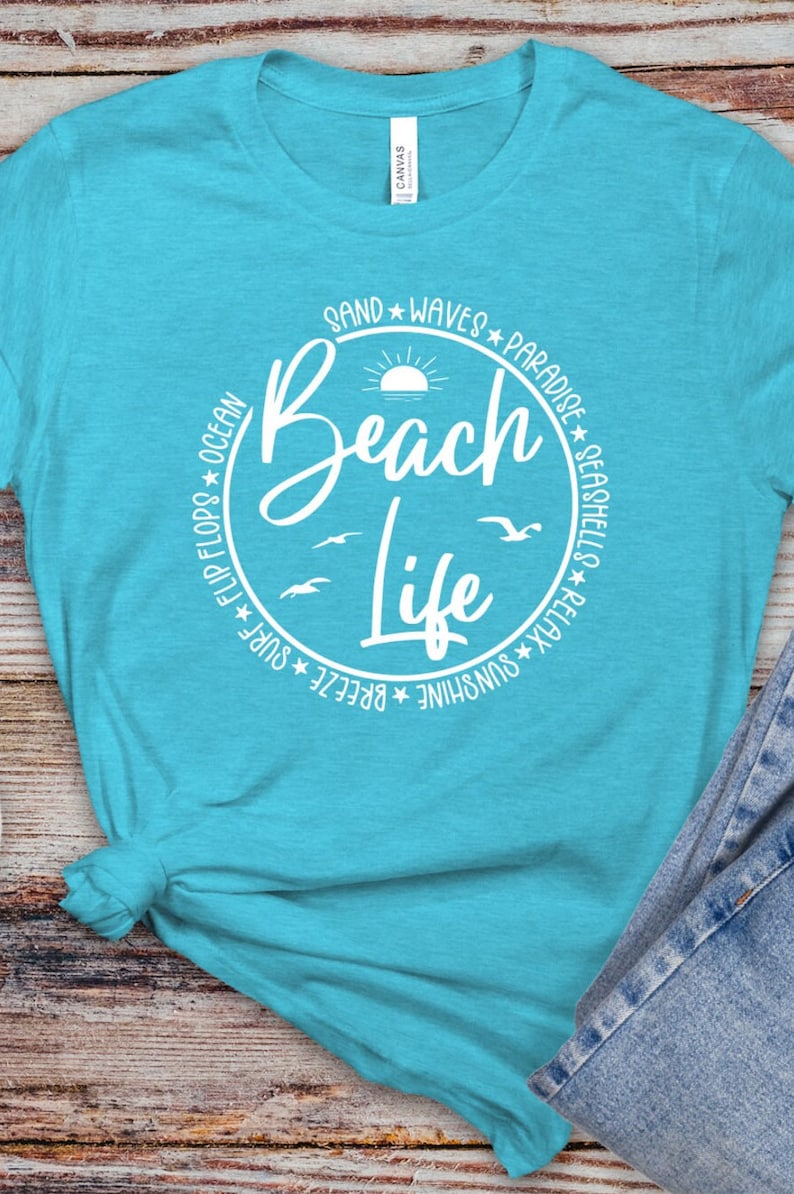 Beach Life SVG PNG instant digital download, beach shirt design, cut file for Cricut, Silhouette svg file, vacation shirt design image 6
