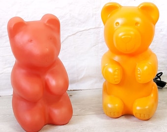 Vintage Heico jelly bear bear lamp, orange plastic, red, night light, gummibear, bearlight, child, baby, decoration, individually