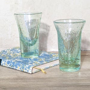 Coupes à Glace En Verre Soufflé Teinté Vert D'eau - Vintage, Pied à Bulle - Lot